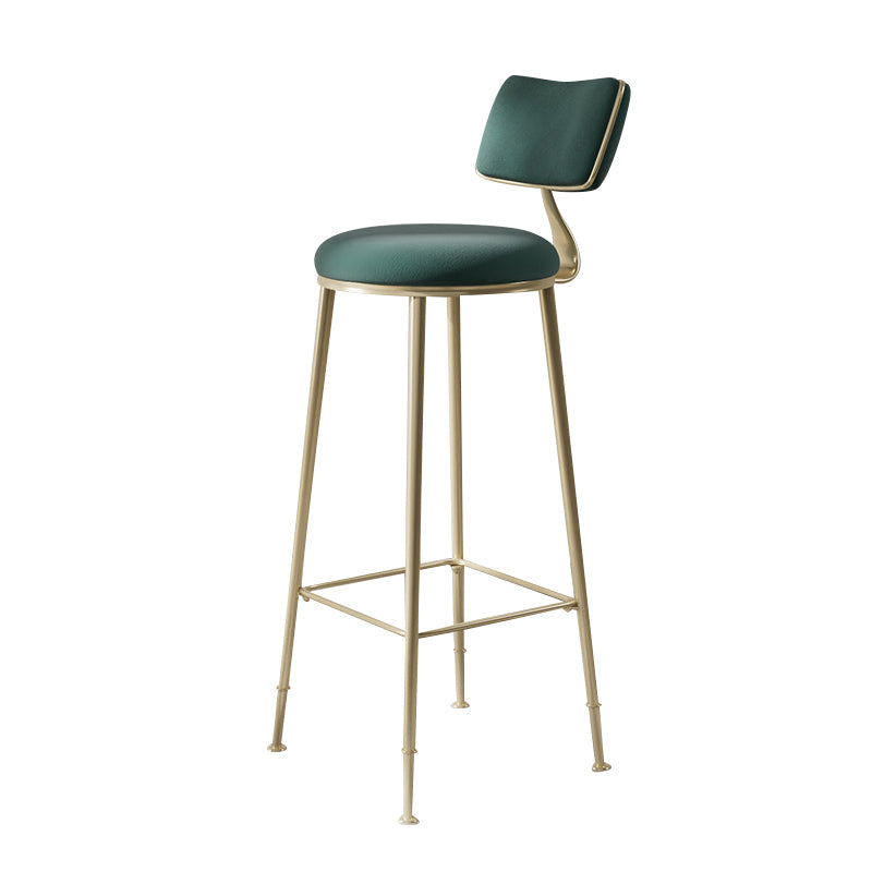 Glam Low Back Bar Stool Footrest Round Upholstered Counter Height Stool Green Clearhalo 'Bar Furniture' 'Bar Stools' 'bar_stools' 'furn' 'furn_bar_stools' 'furniture_bar_stools' 'Kitchen & Dining Furniture' 'kitchen&dining_furn' 'kitchen' 'kitchen_furn' Furniture' 4258579