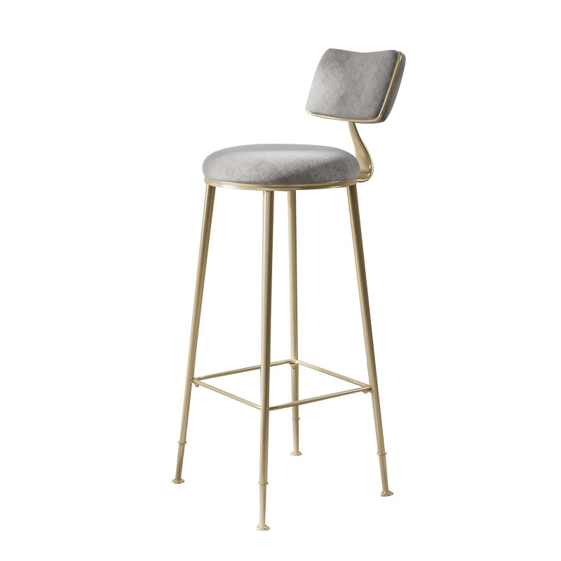 Glam Low Back Bar Stool Footrest Round Upholstered Counter Height Stool Grey Clearhalo 'Bar Furniture' 'Bar Stools' 'bar_stools' 'furn' 'furn_bar_stools' 'furniture_bar_stools' 'Kitchen & Dining Furniture' 'kitchen&dining_furn' 'kitchen' 'kitchen_furn' Furniture' 4258581