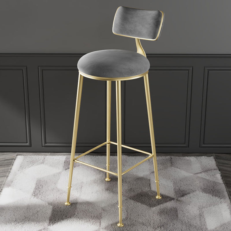 Glam Low Back Bar Stool Footrest Round Upholstered Counter Height Stool Clearhalo 'Bar Furniture' 'Bar Stools' 'bar_stools' 'furn' 'furn_bar_stools' 'furniture_bar_stools' 'Kitchen & Dining Furniture' 'kitchen&dining_furn' 'kitchen' 'kitchen_furn' Furniture' 4258587