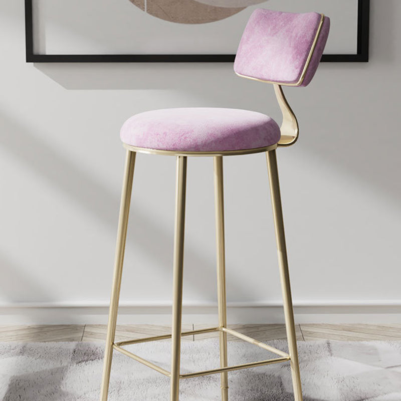 Glam Low Back Bar Stool Footrest Round Upholstered Counter Height Stool Clearhalo 'Bar Furniture' 'Bar Stools' 'bar_stools' 'furn' 'furn_bar_stools' 'furniture_bar_stools' 'Kitchen & Dining Furniture' 'kitchen&dining_furn' 'kitchen' 'kitchen_furn' Furniture' 4258588