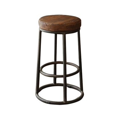 Modern Wood Bar Stool Round Footrest Indoor Counter Stool with Iron Legs 1 Piece Clearhalo 'Bar Furniture' 'Bar Stools' 'bar_stools' 'furn' 'furn_bar_stools' 'furniture_bar_stools' 'Kitchen & Dining Furniture' 'kitchen&dining_furn' 'kitchen' 'kitchen_furn' Furniture' 4258653