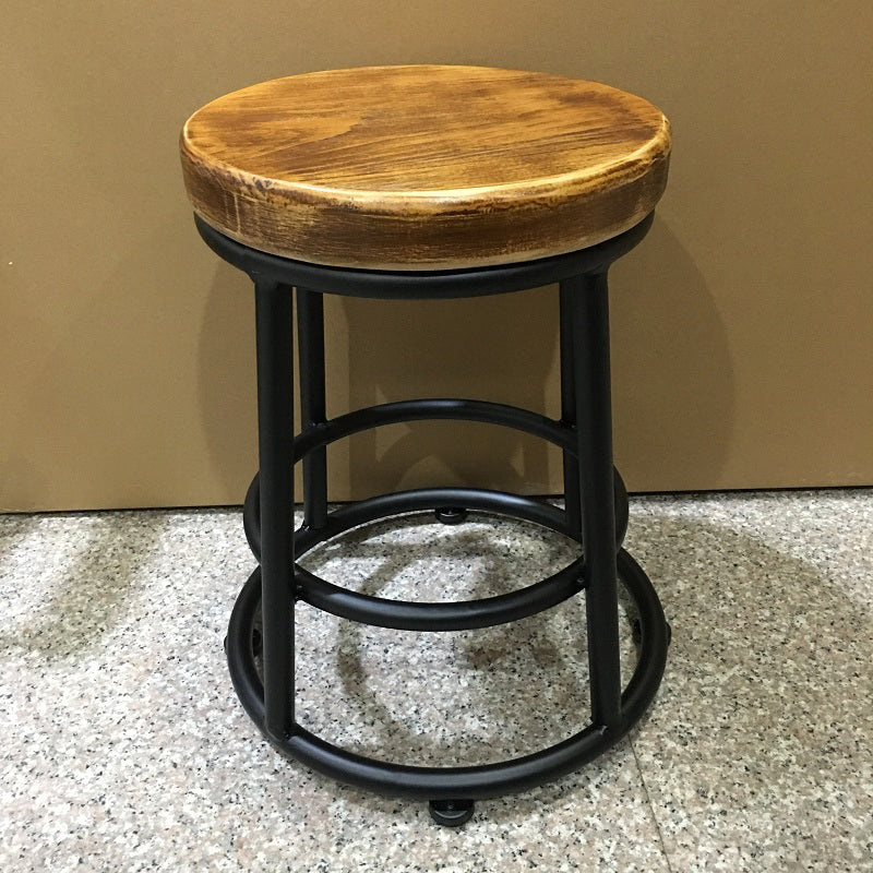 Modern Wood Bar Stool Round Footrest Indoor Counter Stool with Iron Legs Clearhalo 'Bar Furniture' 'Bar Stools' 'bar_stools' 'furn' 'furn_bar_stools' 'furniture_bar_stools' 'Kitchen & Dining Furniture' 'kitchen&dining_furn' 'kitchen' 'kitchen_furn' Furniture' 4258657