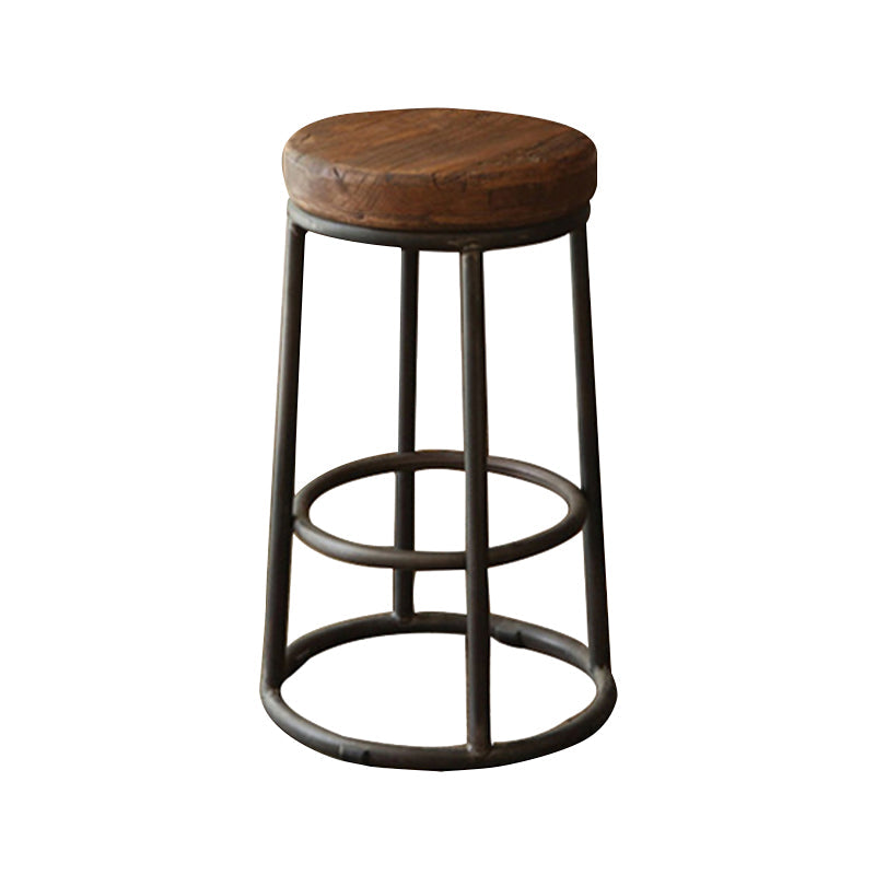 Modern Wood Bar Stool Round Footrest Indoor Counter Stool with Iron Legs Clearhalo 'Bar Furniture' 'Bar Stools' 'bar_stools' 'furn' 'furn_bar_stools' 'furniture_bar_stools' 'Kitchen & Dining Furniture' 'kitchen&dining_furn' 'kitchen' 'kitchen_furn' Furniture' 4258659