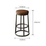Modern Wood Bar Stool Round Footrest Indoor Counter Stool with Iron Legs Clearhalo 'Bar Furniture' 'Bar Stools' 'bar_stools' 'furn' 'furn_bar_stools' 'furniture_bar_stools' 'Kitchen & Dining Furniture' 'kitchen&dining_furn' 'kitchen' 'kitchen_furn' Furniture' 4258665