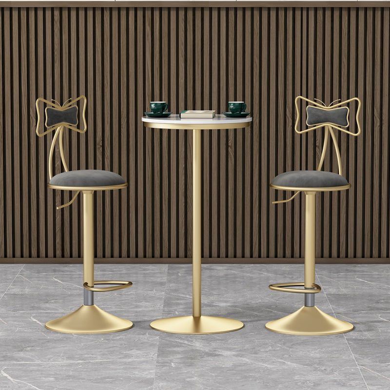 Glam Liftable Backrest Counter Stool Iron Household Bar Stool with Cushion Clearhalo 'Bar Furniture' 'Bar Stools' 'bar_stools' 'furn' 'furn_bar_stools' 'furniture_bar_stools' 'Kitchen & Dining Furniture' 'kitchen&dining_furn' 'kitchen' 'kitchen_furn' Furniture' 4258700