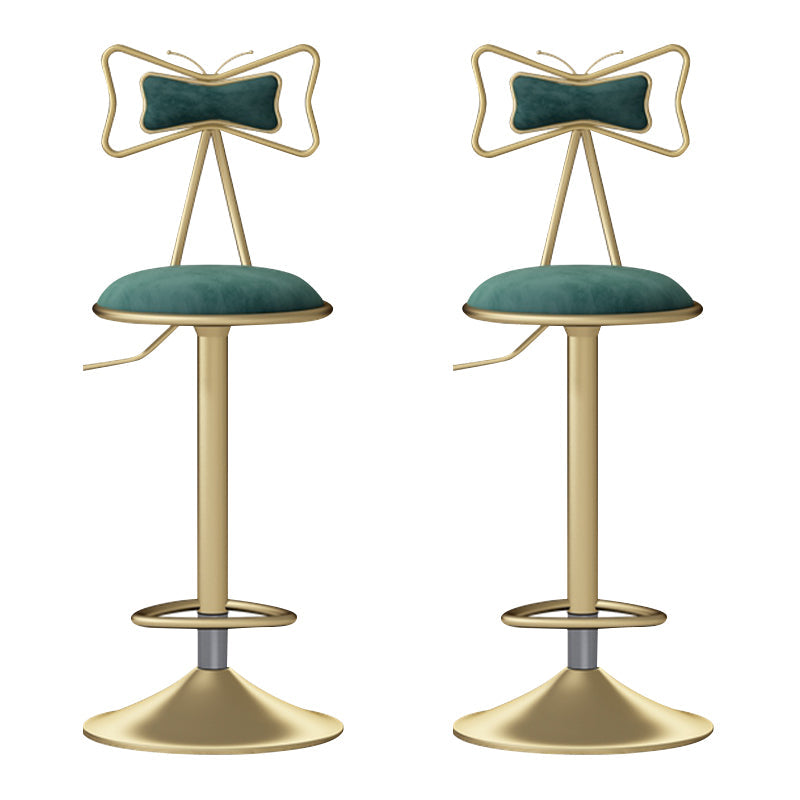 Glam Liftable Backrest Counter Stool Iron Household Bar Stool with Cushion Fluorescent Green 2 Piece Set Clearhalo 'Bar Furniture' 'Bar Stools' 'bar_stools' 'furn' 'furn_bar_stools' 'furniture_bar_stools' 'Kitchen & Dining Furniture' 'kitchen&dining_furn' 'kitchen' 'kitchen_furn' Furniture' 4258701