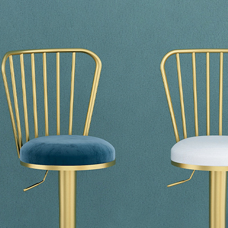 Glam Liftable Backrest Counter Stool Iron Household Bar Stool with Cushion Clearhalo 'Bar Furniture' 'Bar Stools' 'bar_stools' 'furn' 'furn_bar_stools' 'furniture_bar_stools' 'Kitchen & Dining Furniture' 'kitchen&dining_furn' 'kitchen' 'kitchen_furn' Furniture' 4258702