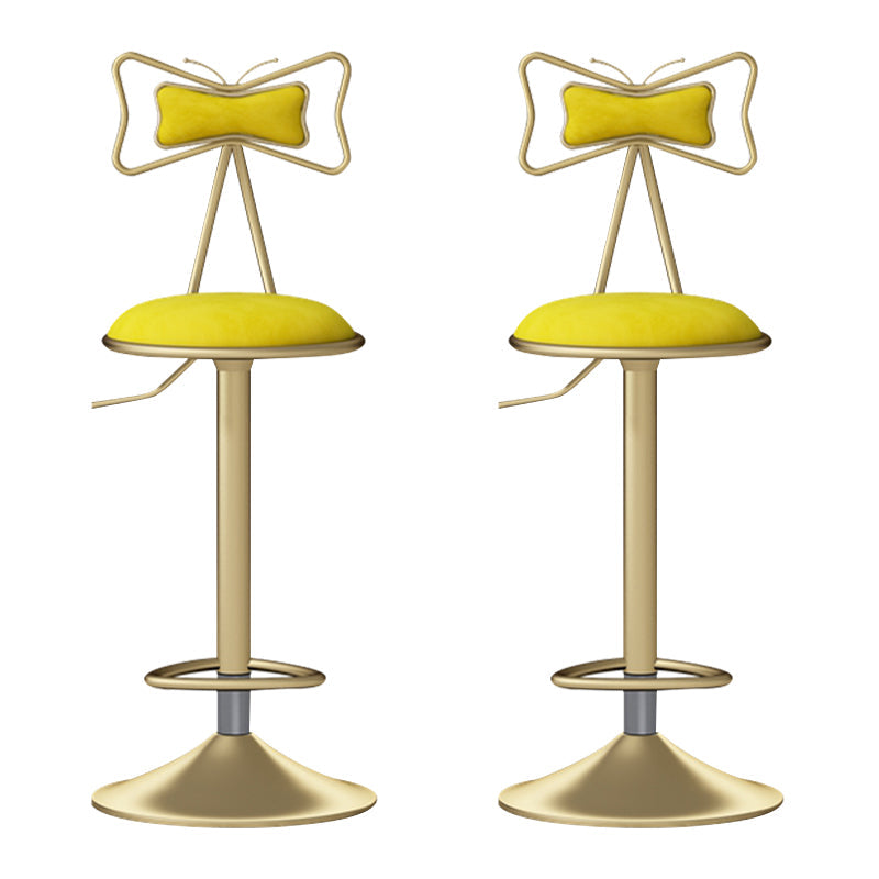 Glam Liftable Backrest Counter Stool Iron Household Bar Stool with Cushion Ginger 2 Piece Set Clearhalo 'Bar Furniture' 'Bar Stools' 'bar_stools' 'furn' 'furn_bar_stools' 'furniture_bar_stools' 'Kitchen & Dining Furniture' 'kitchen&dining_furn' 'kitchen' 'kitchen_furn' Furniture' 4258705