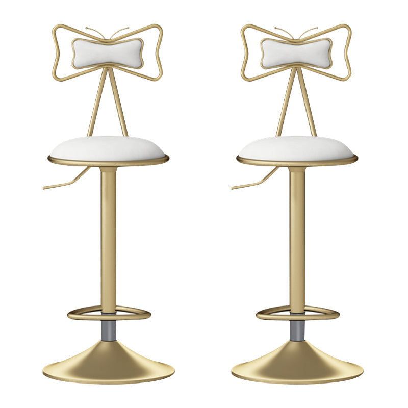 Glam Liftable Backrest Counter Stool Iron Household Bar Stool with Cushion Gloss White 2 Piece Set Clearhalo 'Bar Furniture' 'Bar Stools' 'bar_stools' 'furn' 'furn_bar_stools' 'furniture_bar_stools' 'Kitchen & Dining Furniture' 'kitchen&dining_furn' 'kitchen' 'kitchen_furn' Furniture' 4258707