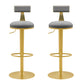 Glam Liftable Backrest Counter Stool Iron Household Bar Stool with Cushion Light Gray 2 Piece Set Clearhalo 'Bar Furniture' 'Bar Stools' 'bar_stools' 'furn' 'furn_bar_stools' 'furniture_bar_stools' 'Kitchen & Dining Furniture' 'kitchen&dining_furn' 'kitchen' 'kitchen_furn' Furniture' 4258708