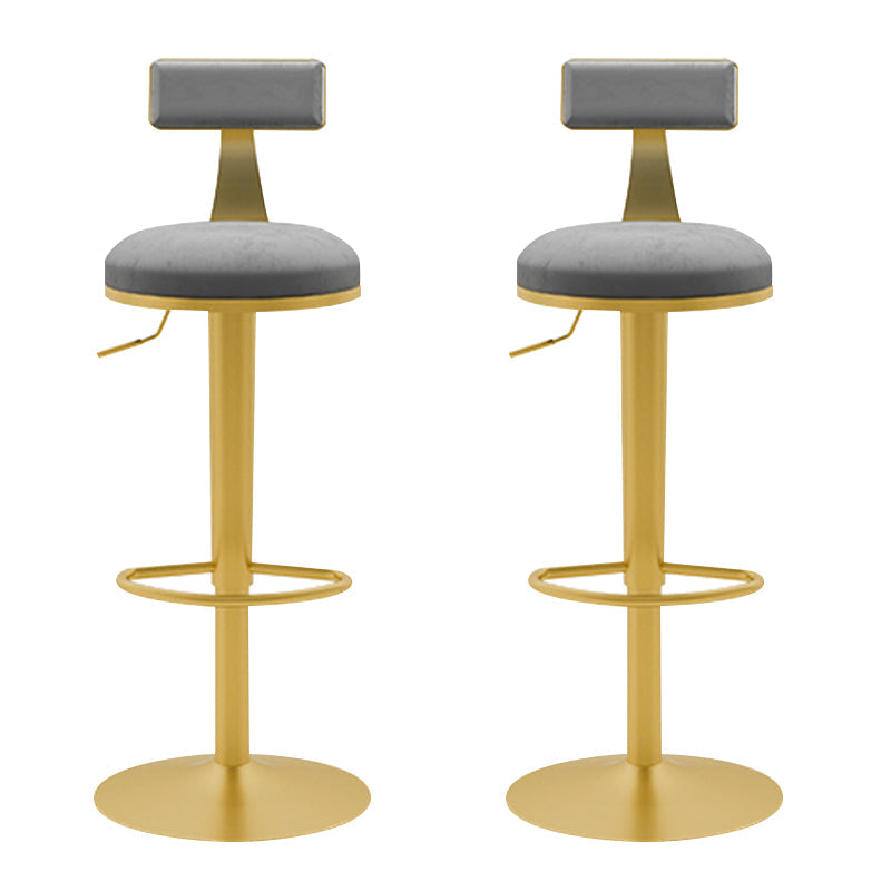 Glam Liftable Backrest Counter Stool Iron Household Bar Stool with Cushion Light Gray 2 Piece Set Clearhalo 'Bar Furniture' 'Bar Stools' 'bar_stools' 'furn' 'furn_bar_stools' 'furniture_bar_stools' 'Kitchen & Dining Furniture' 'kitchen&dining_furn' 'kitchen' 'kitchen_furn' Furniture' 4258708