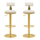 Glam Liftable Backrest Counter Stool Iron Household Bar Stool with Cushion Off-White 2 Piece Set Clearhalo 'Bar Furniture' 'Bar Stools' 'bar_stools' 'furn' 'furn_bar_stools' 'furniture_bar_stools' 'Kitchen & Dining Furniture' 'kitchen&dining_furn' 'kitchen' 'kitchen_furn' Furniture' 4258711