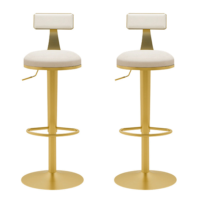 Glam Liftable Backrest Counter Stool Iron Household Bar Stool with Cushion Off-White 2 Piece Set Clearhalo 'Bar Furniture' 'Bar Stools' 'bar_stools' 'furn' 'furn_bar_stools' 'furniture_bar_stools' 'Kitchen & Dining Furniture' 'kitchen&dining_furn' 'kitchen' 'kitchen_furn' Furniture' 4258711