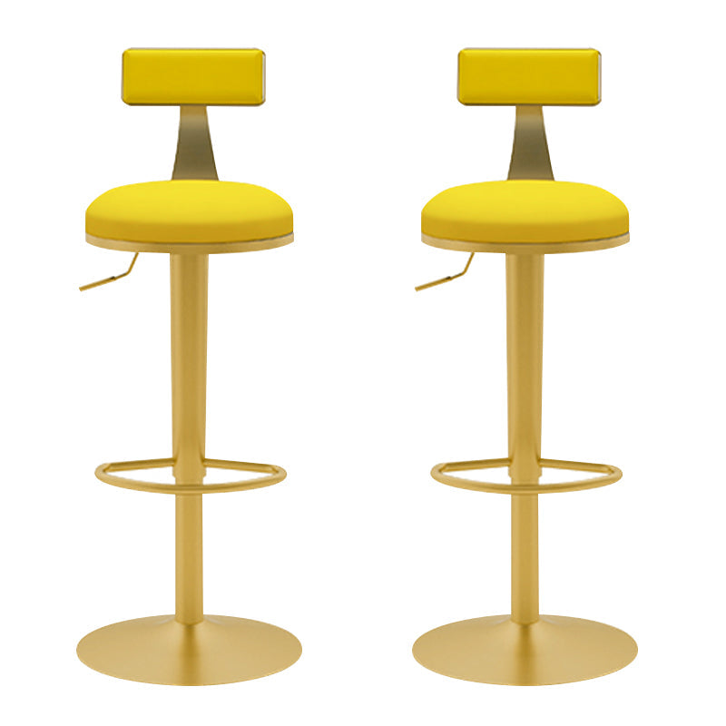 Glam Liftable Backrest Counter Stool Iron Household Bar Stool with Cushion Light Yellow 2 Piece Set Clearhalo 'Bar Furniture' 'Bar Stools' 'bar_stools' 'furn' 'furn_bar_stools' 'furniture_bar_stools' 'Kitchen & Dining Furniture' 'kitchen&dining_furn' 'kitchen' 'kitchen_furn' Furniture' 4258713