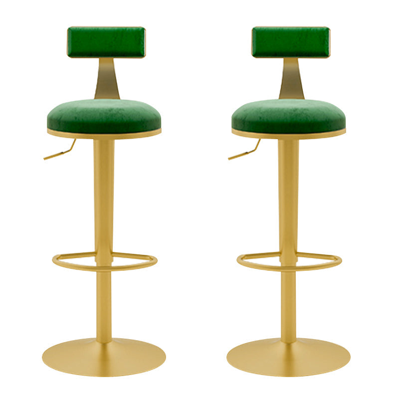 Glam Liftable Backrest Counter Stool Iron Household Bar Stool with Cushion Light Green 2 Piece Set Clearhalo 'Bar Furniture' 'Bar Stools' 'bar_stools' 'furn' 'furn_bar_stools' 'furniture_bar_stools' 'Kitchen & Dining Furniture' 'kitchen&dining_furn' 'kitchen' 'kitchen_furn' Furniture' 4258714