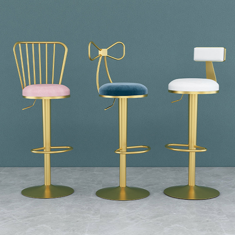 Glam Liftable Backrest Counter Stool Iron Household Bar Stool with Cushion Clearhalo 'Bar Furniture' 'Bar Stools' 'bar_stools' 'furn' 'furn_bar_stools' 'furniture_bar_stools' 'Kitchen & Dining Furniture' 'kitchen&dining_furn' 'kitchen' 'kitchen_furn' Furniture' 4258715