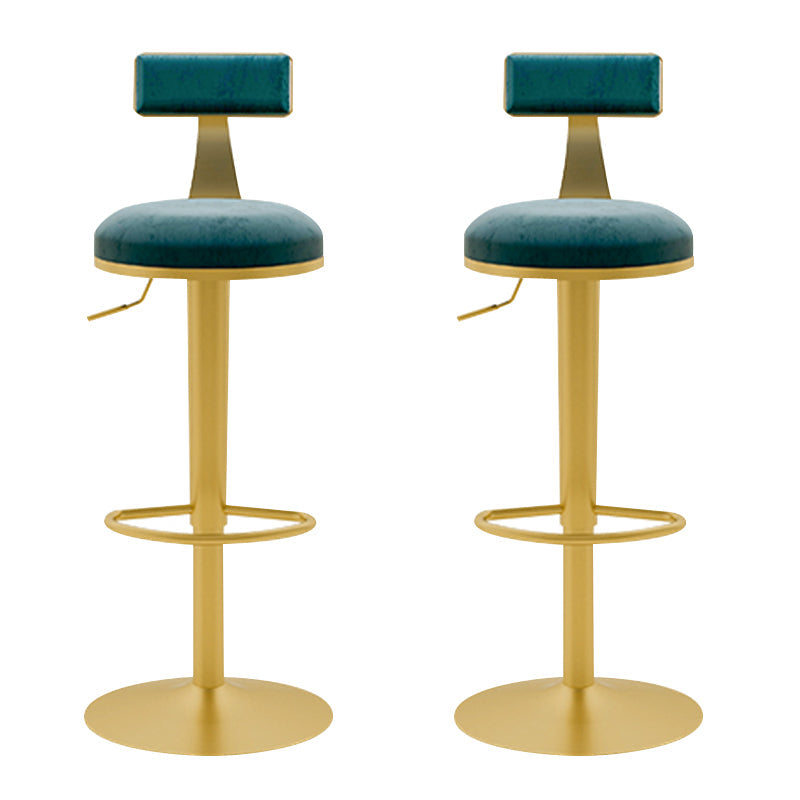 Glam Liftable Backrest Counter Stool Iron Household Bar Stool with Cushion Light Blue 2 Piece Set Clearhalo 'Bar Furniture' 'Bar Stools' 'bar_stools' 'furn' 'furn_bar_stools' 'furniture_bar_stools' 'Kitchen & Dining Furniture' 'kitchen&dining_furn' 'kitchen' 'kitchen_furn' Furniture' 4258717