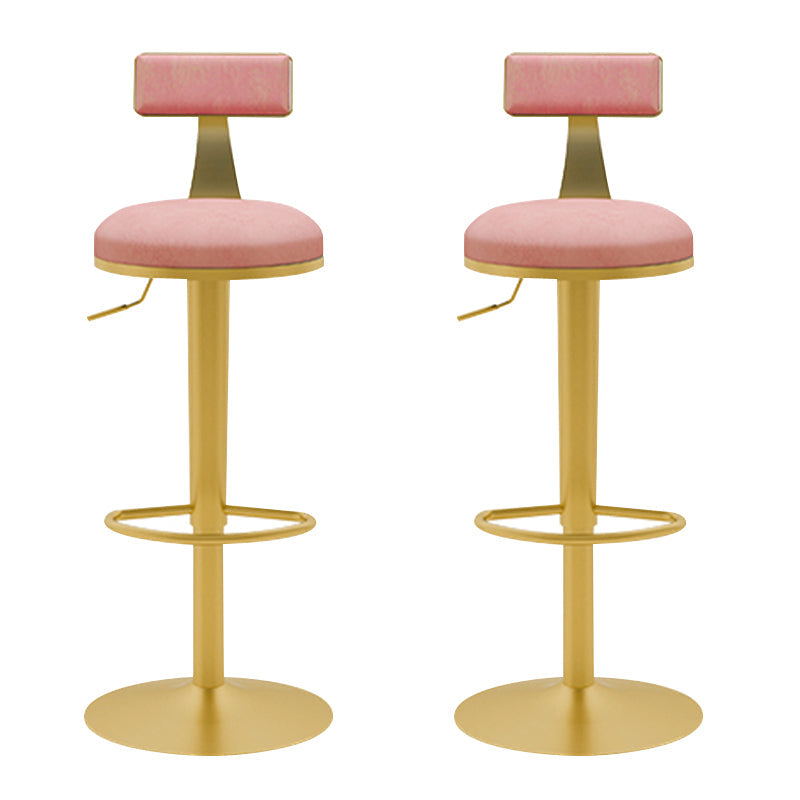 Glam Liftable Backrest Counter Stool Iron Household Bar Stool with Cushion Nude Pink 2 Piece Set Clearhalo 'Bar Furniture' 'Bar Stools' 'bar_stools' 'furn' 'furn_bar_stools' 'furniture_bar_stools' 'Kitchen & Dining Furniture' 'kitchen&dining_furn' 'kitchen' 'kitchen_furn' Furniture' 4258718