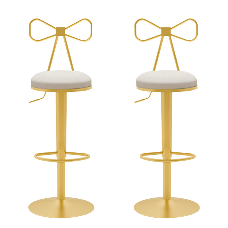 Glam Liftable Backrest Counter Stool Iron Household Bar Stool with Cushion White 2 Piece Set Clearhalo 'Bar Furniture' 'Bar Stools' 'bar_stools' 'furn' 'furn_bar_stools' 'furniture_bar_stools' 'Kitchen & Dining Furniture' 'kitchen&dining_furn' 'kitchen' 'kitchen_furn' Furniture' 4258720