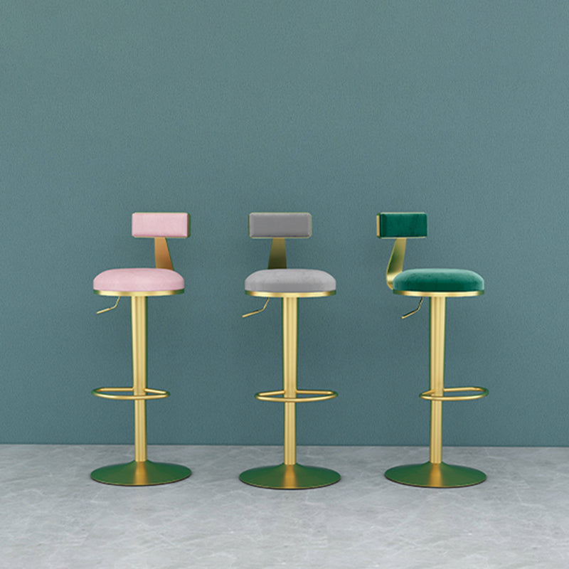 Glam Liftable Backrest Counter Stool Iron Household Bar Stool with Cushion Clearhalo 'Bar Furniture' 'Bar Stools' 'bar_stools' 'furn' 'furn_bar_stools' 'furniture_bar_stools' 'Kitchen & Dining Furniture' 'kitchen&dining_furn' 'kitchen' 'kitchen_furn' Furniture' 4258721