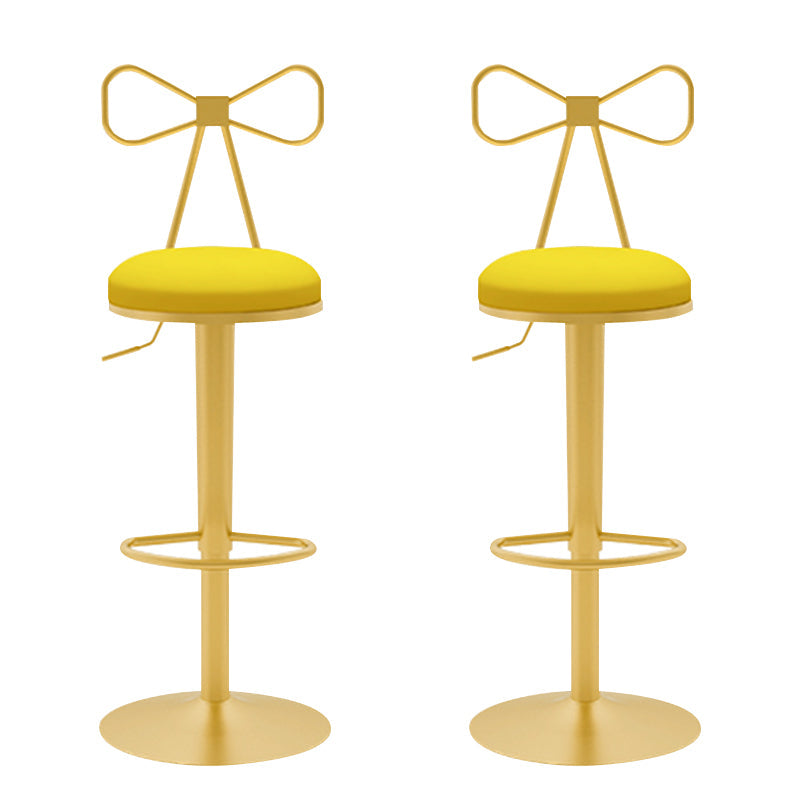 Glam Liftable Backrest Counter Stool Iron Household Bar Stool with Cushion Yellow 2 Piece Set Clearhalo 'Bar Furniture' 'Bar Stools' 'bar_stools' 'furn' 'furn_bar_stools' 'furniture_bar_stools' 'Kitchen & Dining Furniture' 'kitchen&dining_furn' 'kitchen' 'kitchen_furn' Furniture' 4258723