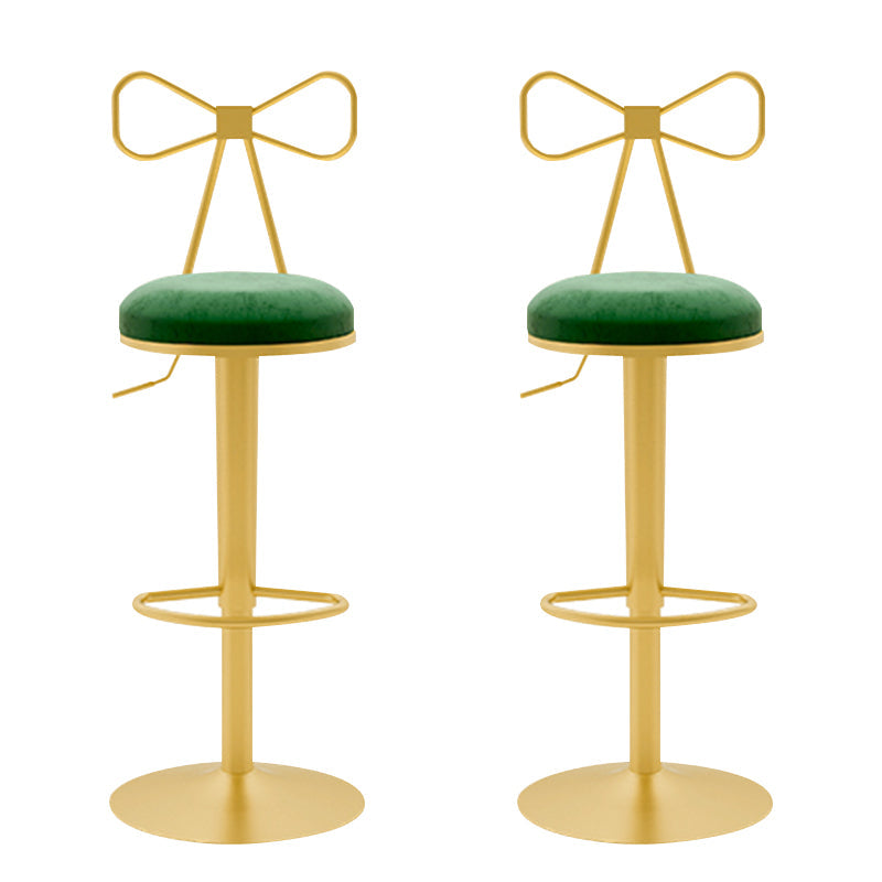 Glam Liftable Backrest Counter Stool Iron Household Bar Stool with Cushion Green 2 Piece Set Clearhalo 'Bar Furniture' 'Bar Stools' 'bar_stools' 'furn' 'furn_bar_stools' 'furniture_bar_stools' 'Kitchen & Dining Furniture' 'kitchen&dining_furn' 'kitchen' 'kitchen_furn' Furniture' 4258725