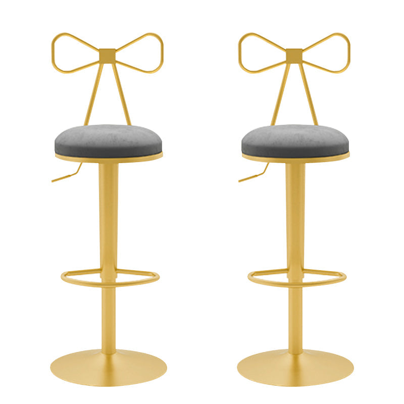 Glam Liftable Backrest Counter Stool Iron Household Bar Stool with Cushion Grey 2 Piece Set Clearhalo 'Bar Furniture' 'Bar Stools' 'bar_stools' 'furn' 'furn_bar_stools' 'furniture_bar_stools' 'Kitchen & Dining Furniture' 'kitchen&dining_furn' 'kitchen' 'kitchen_furn' Furniture' 4258726