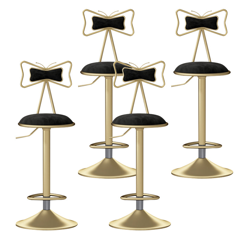 Glam Liftable Backrest Counter Stool Iron Household Bar Stool with Cushion Black 4 Piece Set Clearhalo 'Bar Furniture' 'Bar Stools' 'bar_stools' 'furn' 'furn_bar_stools' 'furniture_bar_stools' 'Kitchen & Dining Furniture' 'kitchen&dining_furn' 'kitchen' 'kitchen_furn' Furniture' 4258727