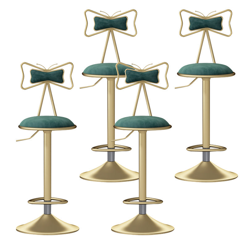 Glam Liftable Backrest Counter Stool Iron Household Bar Stool with Cushion Fluorescent Green 4 Piece Set Clearhalo 'Bar Furniture' 'Bar Stools' 'bar_stools' 'furn' 'furn_bar_stools' 'furniture_bar_stools' 'Kitchen & Dining Furniture' 'kitchen&dining_furn' 'kitchen' 'kitchen_furn' Furniture' 4258729