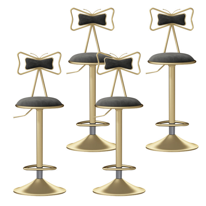 Glam Liftable Backrest Counter Stool Iron Household Bar Stool with Cushion Dark Gray 4 Piece Set Clearhalo 'Bar Furniture' 'Bar Stools' 'bar_stools' 'furn' 'furn_bar_stools' 'furniture_bar_stools' 'Kitchen & Dining Furniture' 'kitchen&dining_furn' 'kitchen' 'kitchen_furn' Furniture' 4258730