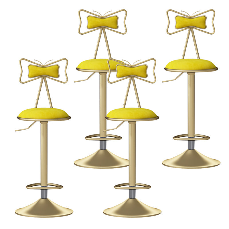 Glam Liftable Backrest Counter Stool Iron Household Bar Stool with Cushion Ginger 4 Piece Set Clearhalo 'Bar Furniture' 'Bar Stools' 'bar_stools' 'furn' 'furn_bar_stools' 'furniture_bar_stools' 'Kitchen & Dining Furniture' 'kitchen&dining_furn' 'kitchen' 'kitchen_furn' Furniture' 4258731