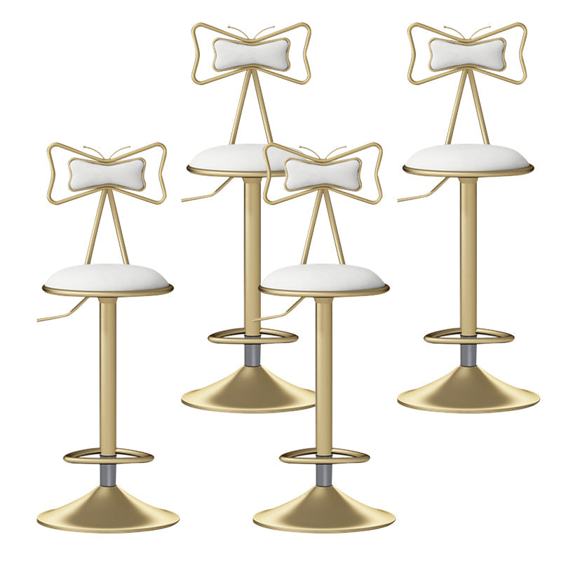 Glam Liftable Backrest Counter Stool Iron Household Bar Stool with Cushion Gloss White 4 Piece Set Clearhalo 'Bar Furniture' 'Bar Stools' 'bar_stools' 'furn' 'furn_bar_stools' 'furniture_bar_stools' 'Kitchen & Dining Furniture' 'kitchen&dining_furn' 'kitchen' 'kitchen_furn' Furniture' 4258732