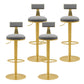 Glam Liftable Backrest Counter Stool Iron Household Bar Stool with Cushion Light Gray 4 Piece Set Clearhalo 'Bar Furniture' 'Bar Stools' 'bar_stools' 'furn' 'furn_bar_stools' 'furniture_bar_stools' 'Kitchen & Dining Furniture' 'kitchen&dining_furn' 'kitchen' 'kitchen_furn' Furniture' 4258733