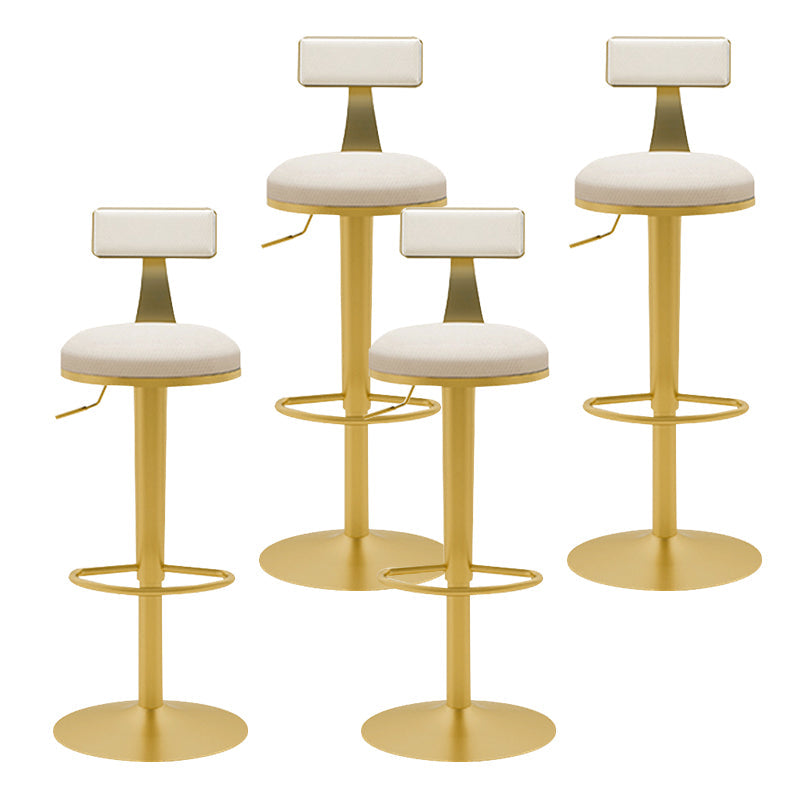 Glam Liftable Backrest Counter Stool Iron Household Bar Stool with Cushion Off-White 4 Piece Set Clearhalo 'Bar Furniture' 'Bar Stools' 'bar_stools' 'furn' 'furn_bar_stools' 'furniture_bar_stools' 'Kitchen & Dining Furniture' 'kitchen&dining_furn' 'kitchen' 'kitchen_furn' Furniture' 4258734