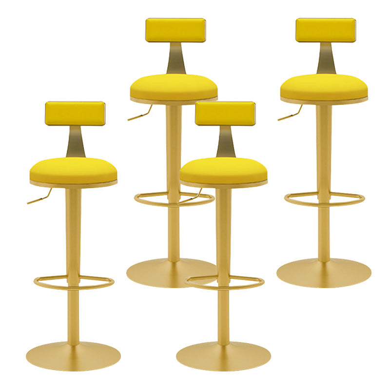 Glam Liftable Backrest Counter Stool Iron Household Bar Stool with Cushion Light Yellow 4 Piece Set Clearhalo 'Bar Furniture' 'Bar Stools' 'bar_stools' 'furn' 'furn_bar_stools' 'furniture_bar_stools' 'Kitchen & Dining Furniture' 'kitchen&dining_furn' 'kitchen' 'kitchen_furn' Furniture' 4258735
