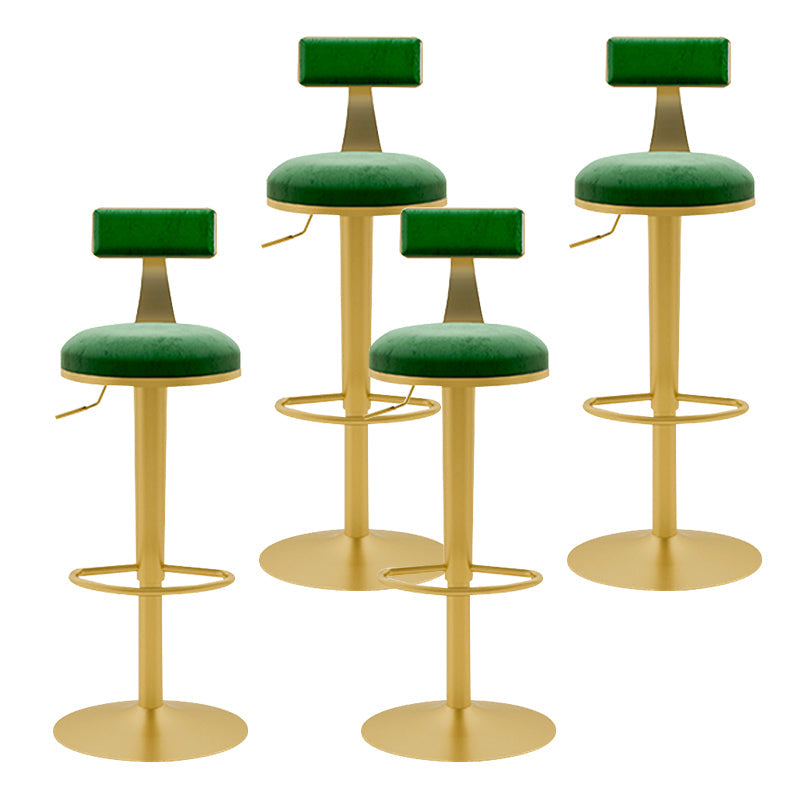 Glam Liftable Backrest Counter Stool Iron Household Bar Stool with Cushion Light Green 4 Piece Set Clearhalo 'Bar Furniture' 'Bar Stools' 'bar_stools' 'furn' 'furn_bar_stools' 'furniture_bar_stools' 'Kitchen & Dining Furniture' 'kitchen&dining_furn' 'kitchen' 'kitchen_furn' Furniture' 4258736