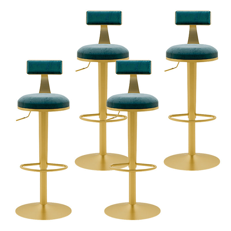 Glam Liftable Backrest Counter Stool Iron Household Bar Stool with Cushion Light Blue 4 Piece Set Clearhalo 'Bar Furniture' 'Bar Stools' 'bar_stools' 'furn' 'furn_bar_stools' 'furniture_bar_stools' 'Kitchen & Dining Furniture' 'kitchen&dining_furn' 'kitchen' 'kitchen_furn' Furniture' 4258737