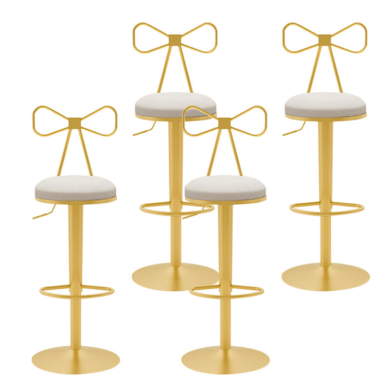 Glam Liftable Backrest Counter Stool Iron Household Bar Stool with Cushion White 4 Piece Set Clearhalo 'Bar Furniture' 'Bar Stools' 'bar_stools' 'furn' 'furn_bar_stools' 'furniture_bar_stools' 'Kitchen & Dining Furniture' 'kitchen&dining_furn' 'kitchen' 'kitchen_furn' Furniture' 4258739