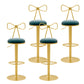 Glam Liftable Backrest Counter Stool Iron Household Bar Stool with Cushion Blue 4 Piece Set Clearhalo 'Bar Furniture' 'Bar Stools' 'bar_stools' 'furn' 'furn_bar_stools' 'furniture_bar_stools' 'Kitchen & Dining Furniture' 'kitchen&dining_furn' 'kitchen' 'kitchen_furn' Furniture' 4258740