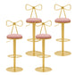 Glam Liftable Backrest Counter Stool Iron Household Bar Stool with Cushion Pink 4 Piece Set Clearhalo 'Bar Furniture' 'Bar Stools' 'bar_stools' 'furn' 'furn_bar_stools' 'furniture_bar_stools' 'Kitchen & Dining Furniture' 'kitchen&dining_furn' 'kitchen' 'kitchen_furn' Furniture' 4258742