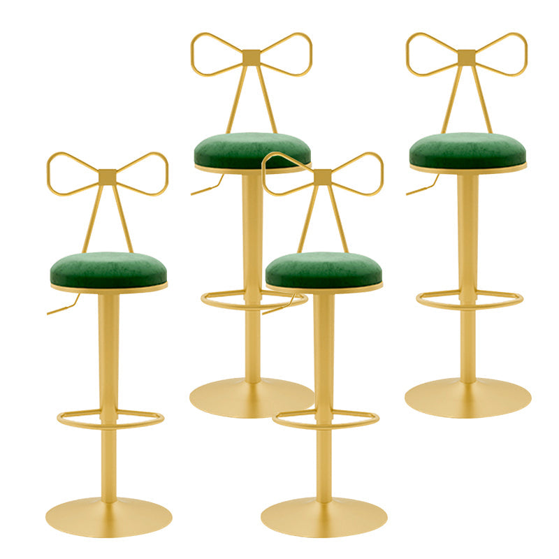 Glam Liftable Backrest Counter Stool Iron Household Bar Stool with Cushion Green 4 Piece Set Clearhalo 'Bar Furniture' 'Bar Stools' 'bar_stools' 'furn' 'furn_bar_stools' 'furniture_bar_stools' 'Kitchen & Dining Furniture' 'kitchen&dining_furn' 'kitchen' 'kitchen_furn' Furniture' 4258743