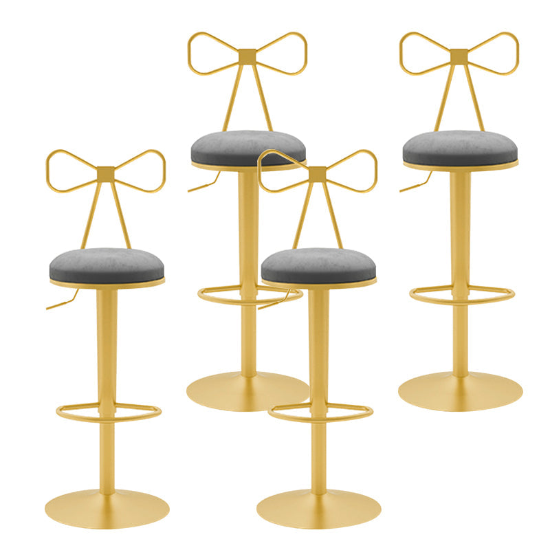 Glam Liftable Backrest Counter Stool Iron Household Bar Stool with Cushion Grey 4 Piece Set Clearhalo 'Bar Furniture' 'Bar Stools' 'bar_stools' 'furn' 'furn_bar_stools' 'furniture_bar_stools' 'Kitchen & Dining Furniture' 'kitchen&dining_furn' 'kitchen' 'kitchen_furn' Furniture' 4258744