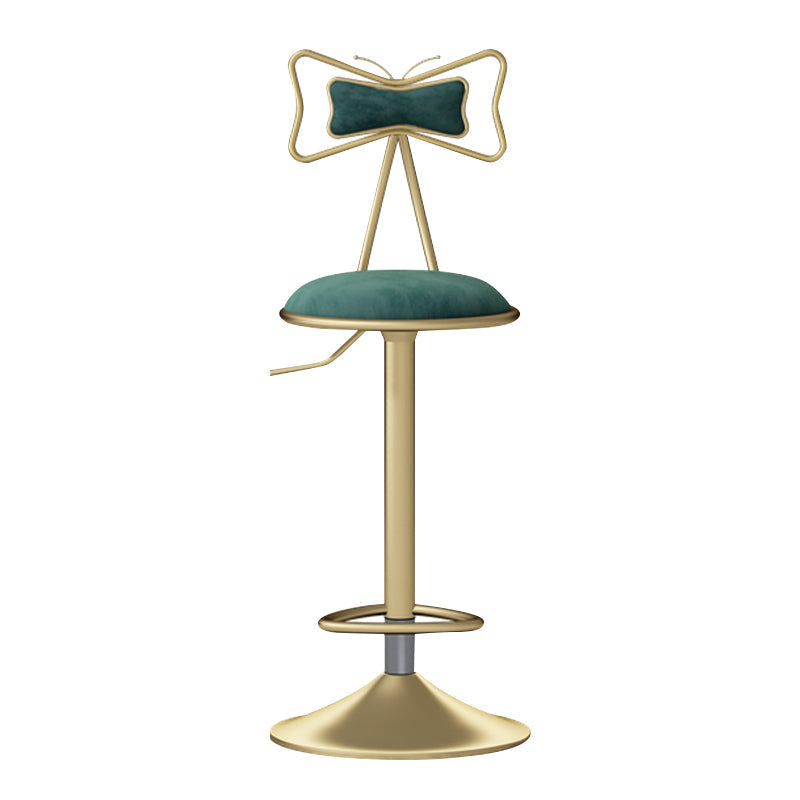 Glam Liftable Backrest Counter Stool Iron Household Bar Stool with Cushion Fluorescent Green 1 Piece Clearhalo 'Bar Furniture' 'Bar Stools' 'bar_stools' 'furn' 'furn_bar_stools' 'furniture_bar_stools' 'Kitchen & Dining Furniture' 'kitchen&dining_furn' 'kitchen' 'kitchen_furn' Furniture' 4258747