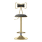 Glam Liftable Backrest Counter Stool Iron Household Bar Stool with Cushion Dark Gray 1 Piece Clearhalo 'Bar Furniture' 'Bar Stools' 'bar_stools' 'furn' 'furn_bar_stools' 'furniture_bar_stools' 'Kitchen & Dining Furniture' 'kitchen&dining_furn' 'kitchen' 'kitchen_furn' Furniture' 4258748