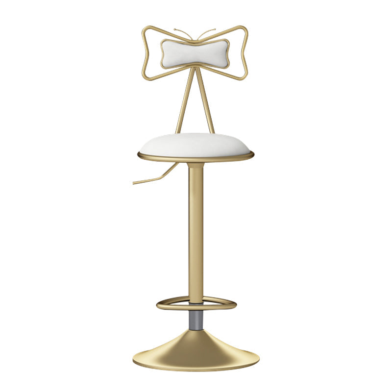 Glam Liftable Backrest Counter Stool Iron Household Bar Stool with Cushion Gloss White 1 Piece Clearhalo 'Bar Furniture' 'Bar Stools' 'bar_stools' 'furn' 'furn_bar_stools' 'furniture_bar_stools' 'Kitchen & Dining Furniture' 'kitchen&dining_furn' 'kitchen' 'kitchen_furn' Furniture' 4258750