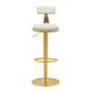 Glam Liftable Backrest Counter Stool Iron Household Bar Stool with Cushion Off-White 1 Piece Clearhalo 'Bar Furniture' 'Bar Stools' 'bar_stools' 'furn' 'furn_bar_stools' 'furniture_bar_stools' 'Kitchen & Dining Furniture' 'kitchen&dining_furn' 'kitchen' 'kitchen_furn' Furniture' 4258752