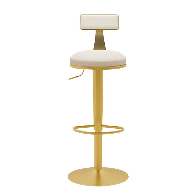 Glam Liftable Backrest Counter Stool Iron Household Bar Stool with Cushion Off-White 1 Piece Clearhalo 'Bar Furniture' 'Bar Stools' 'bar_stools' 'furn' 'furn_bar_stools' 'furniture_bar_stools' 'Kitchen & Dining Furniture' 'kitchen&dining_furn' 'kitchen' 'kitchen_furn' Furniture' 4258752