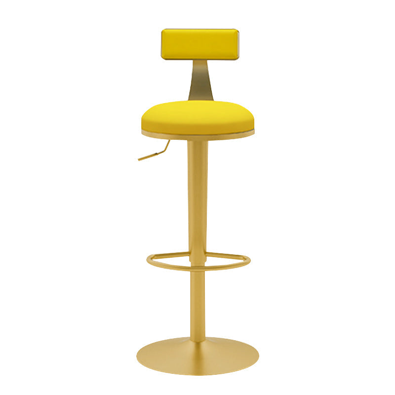 Glam Liftable Backrest Counter Stool Iron Household Bar Stool with Cushion Light Yellow 1 Piece Clearhalo 'Bar Furniture' 'Bar Stools' 'bar_stools' 'furn' 'furn_bar_stools' 'furniture_bar_stools' 'Kitchen & Dining Furniture' 'kitchen&dining_furn' 'kitchen' 'kitchen_furn' Furniture' 4258753