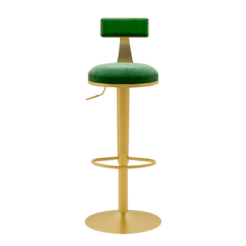 Glam Liftable Backrest Counter Stool Iron Household Bar Stool with Cushion Light Green 1 Piece Clearhalo 'Bar Furniture' 'Bar Stools' 'bar_stools' 'furn' 'furn_bar_stools' 'furniture_bar_stools' 'Kitchen & Dining Furniture' 'kitchen&dining_furn' 'kitchen' 'kitchen_furn' Furniture' 4258754