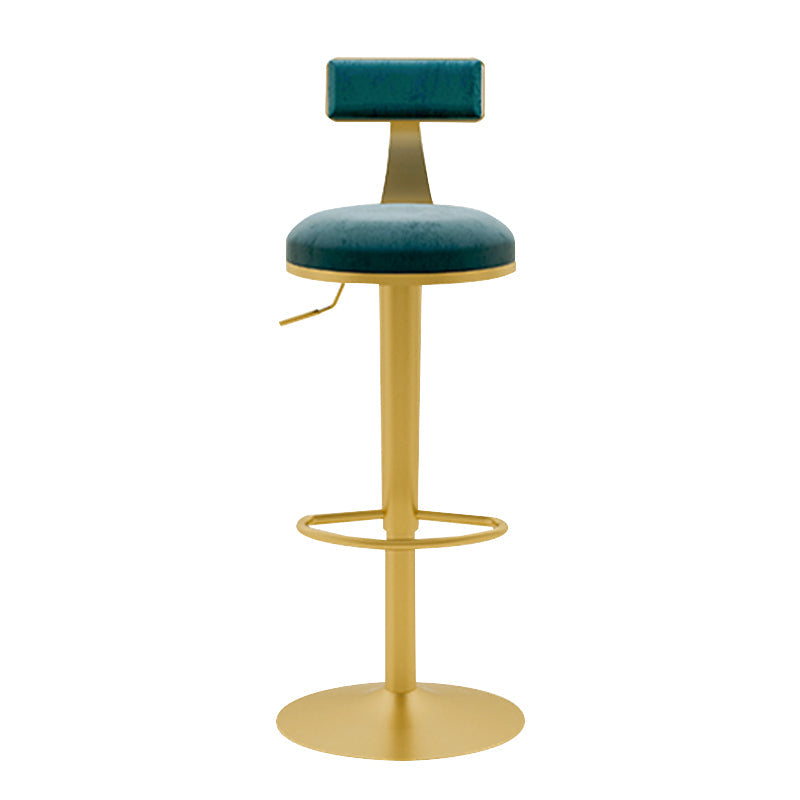 Glam Liftable Backrest Counter Stool Iron Household Bar Stool with Cushion Light Blue 1 Piece Clearhalo 'Bar Furniture' 'Bar Stools' 'bar_stools' 'furn' 'furn_bar_stools' 'furniture_bar_stools' 'Kitchen & Dining Furniture' 'kitchen&dining_furn' 'kitchen' 'kitchen_furn' Furniture' 4258755